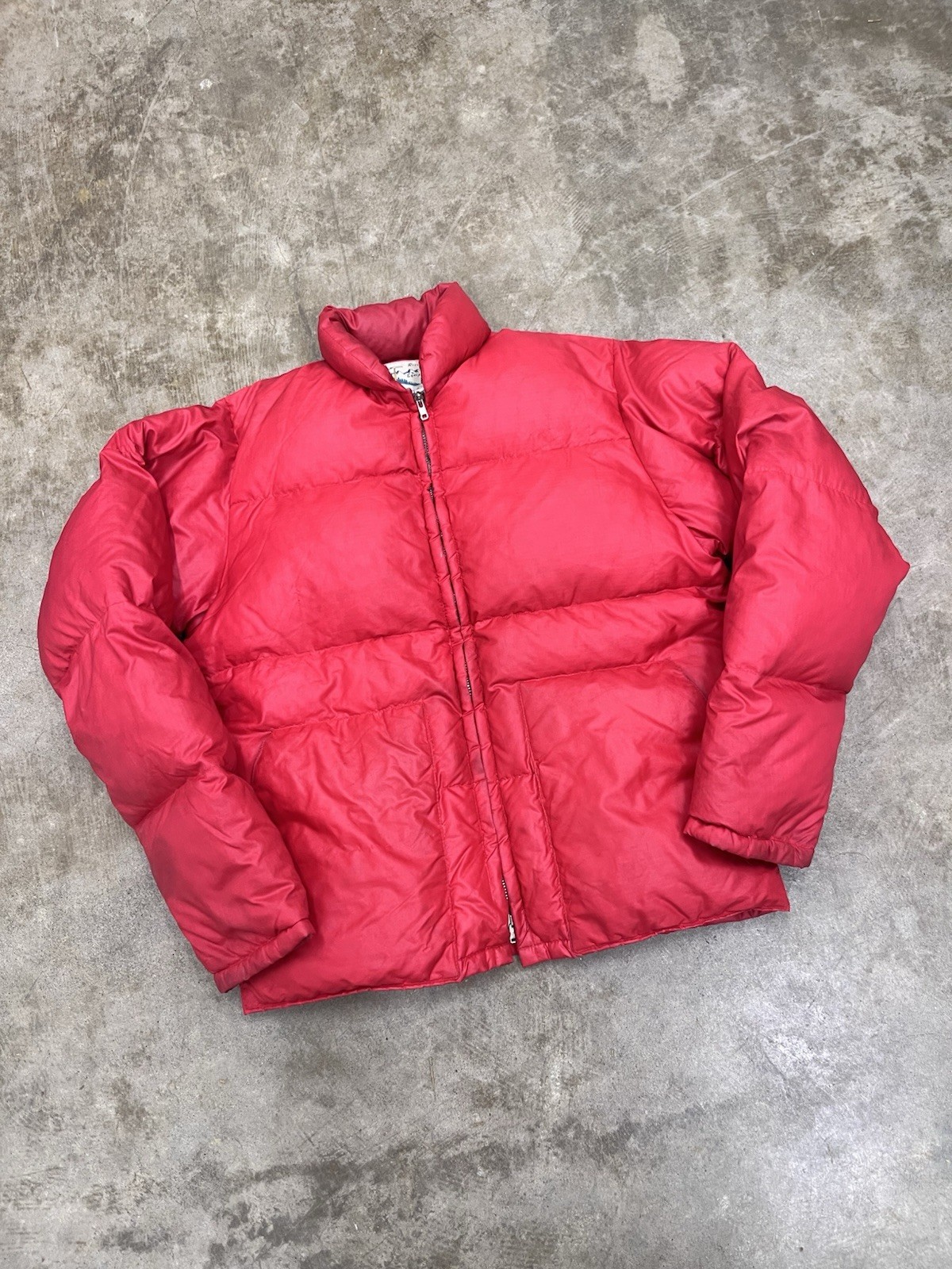 Vintage 1960’s 70’s REI Down Filled Jacket Red Men’s Medium  Dual Zipper Outdoor