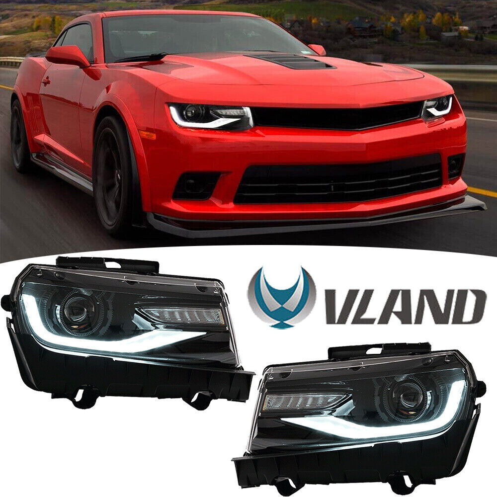 VLAND For 2014-2015 Chevrolet Chevy Camaro LED Projector Headlights Front Lamps