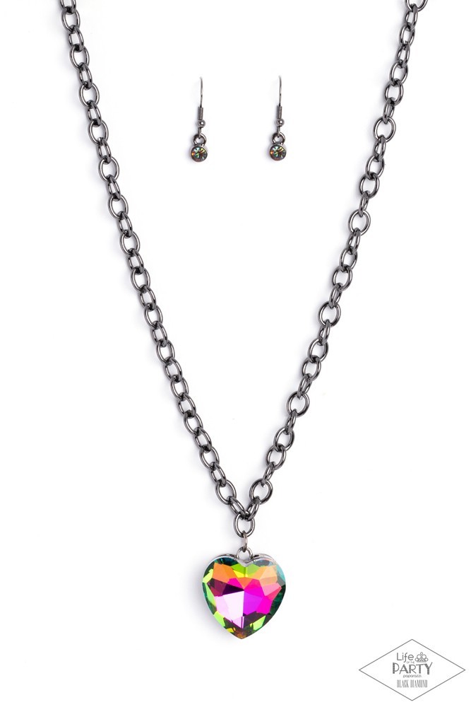 Paparazzi Flirtatiously Flashy -Multi-Oil Spill Heart Gem - Necklace & Earrings Paparazzi Flirtatiously Flashy -Multi-Oil Spill Heart Gem - Necklace & Earrings