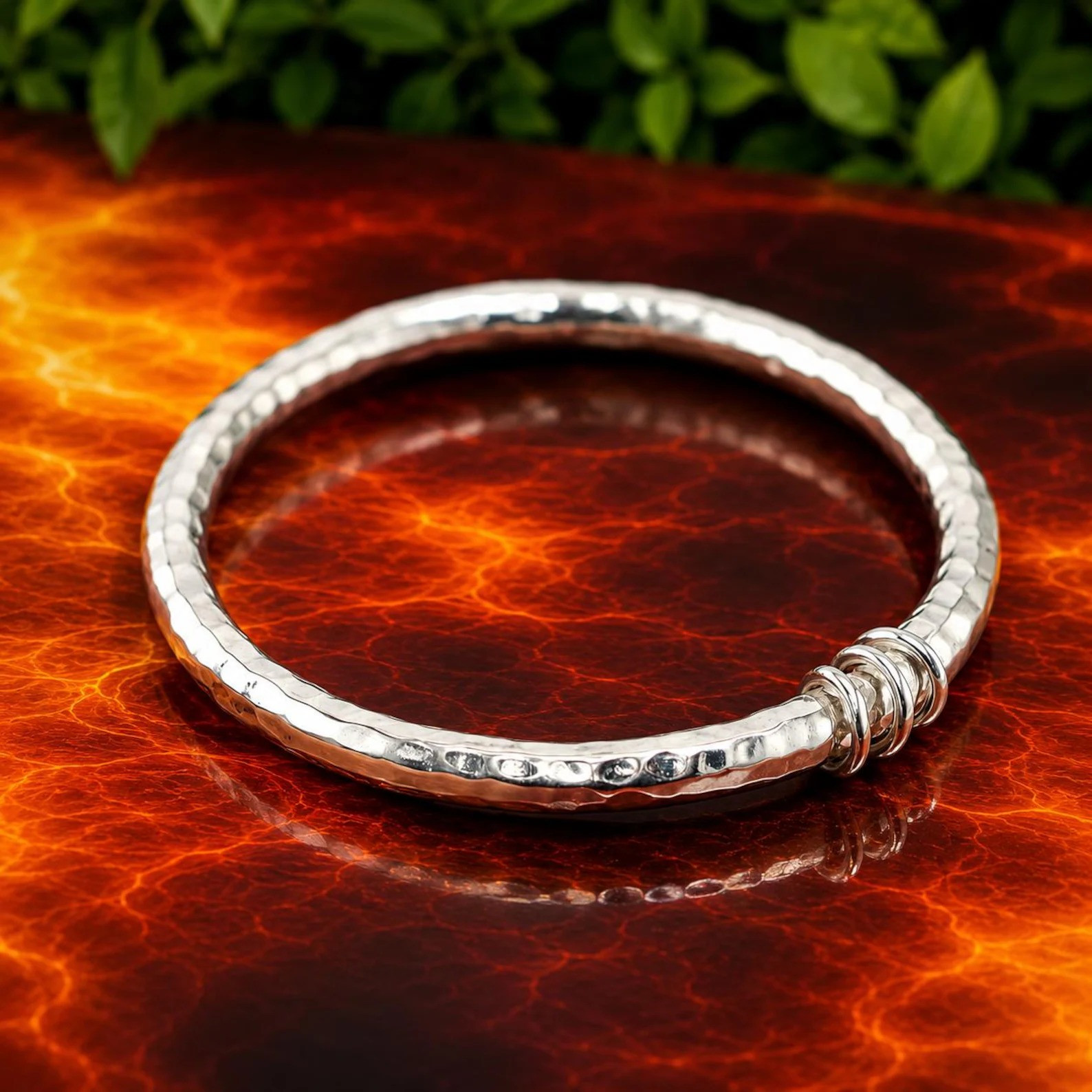Very heavy silver bangle with round links | Solid sterling silver bangle with li Very heavy silver bangle with round links | Solid sterling silver bangle with li