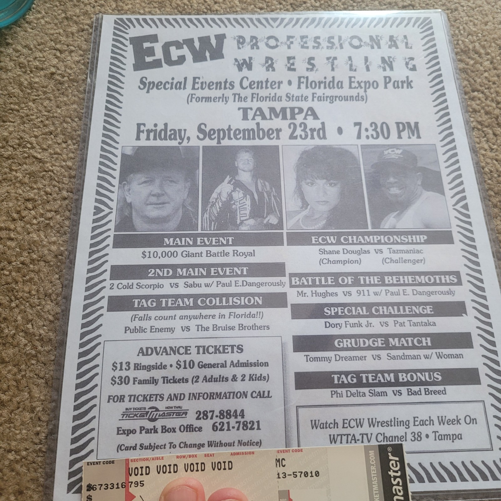 ecw wrestling poster vintage,sabu,pro Wrestling,wwe,wcw,wwf,taz,aew,terry funk