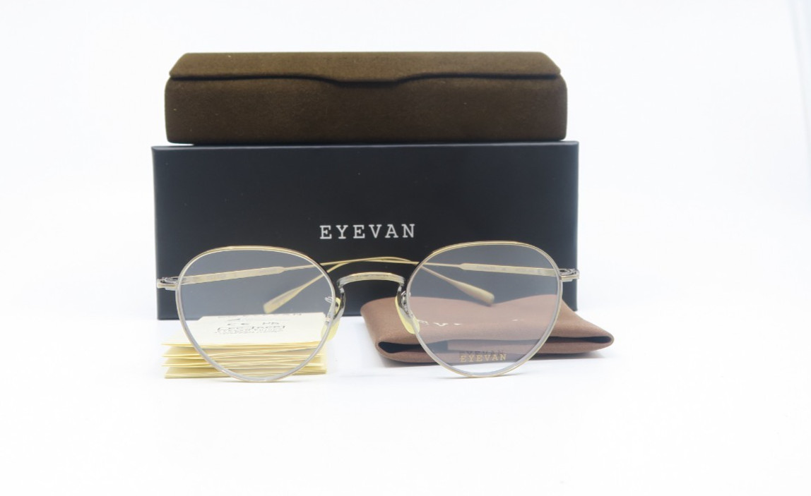 Eyevan FAIRWAY 47 AG Gold Titanium, New Men\'s Round Eyeglasses Frames