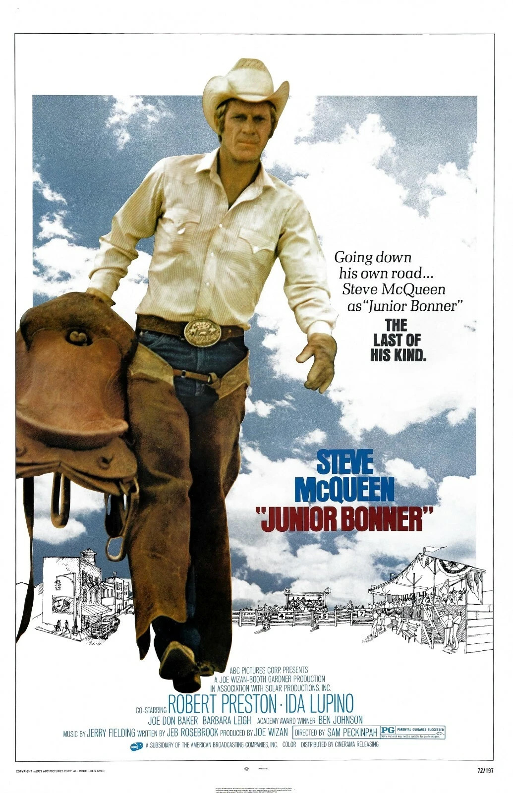 Steve Mcqueen Junior Bonner Film Poster 11x17