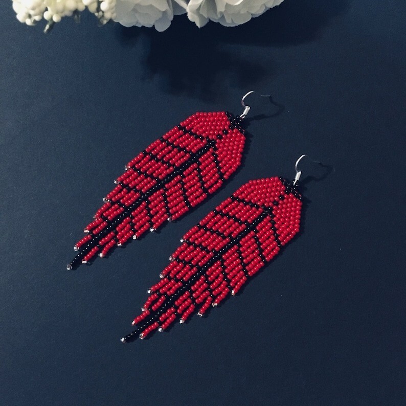 Handmade Seed Bead Fringe Earrings - Long Tassel Beaded Jewelry for Women