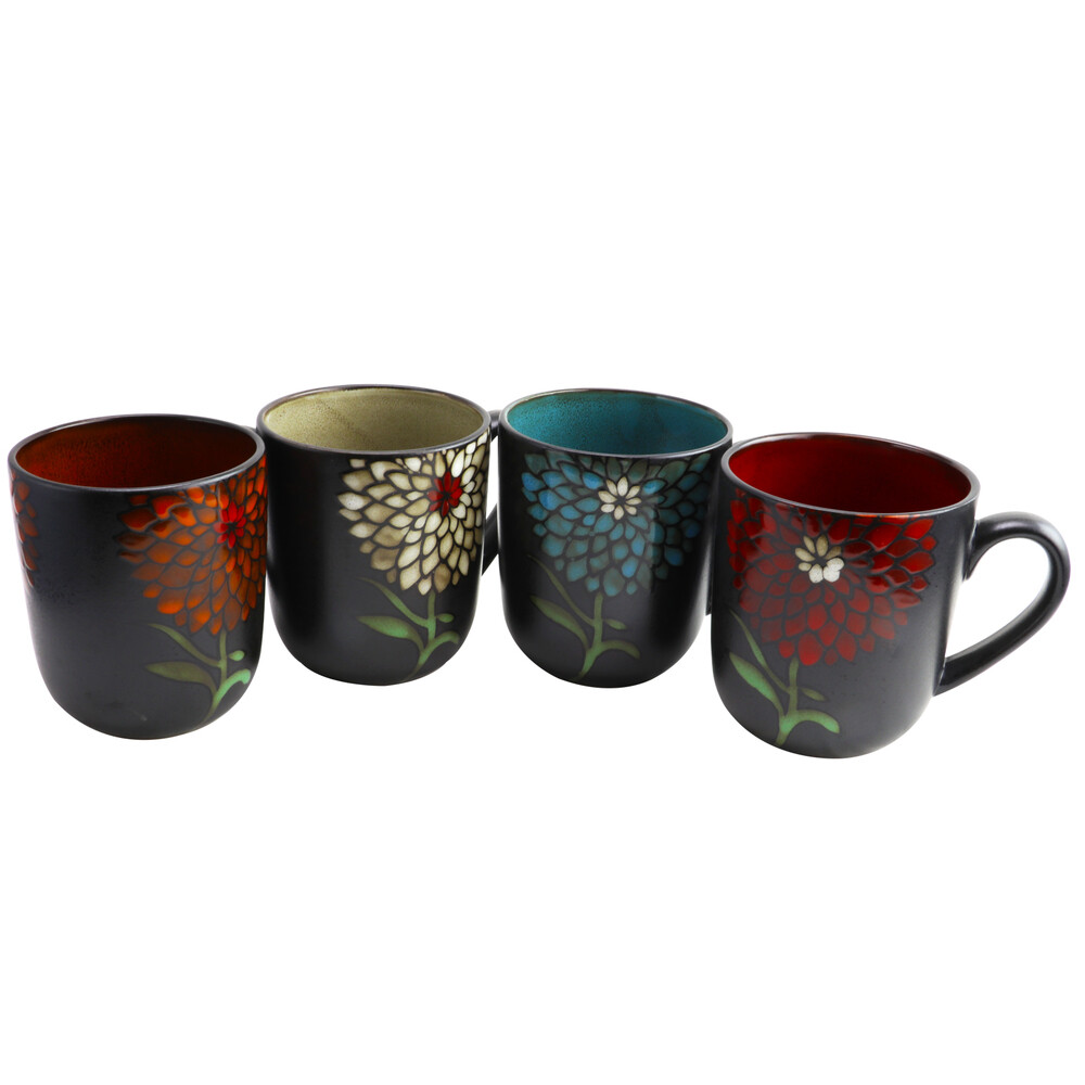 Gibson Home Gardenia Cafe Assorted Mug Set - 16 Oz. (4 Pack)