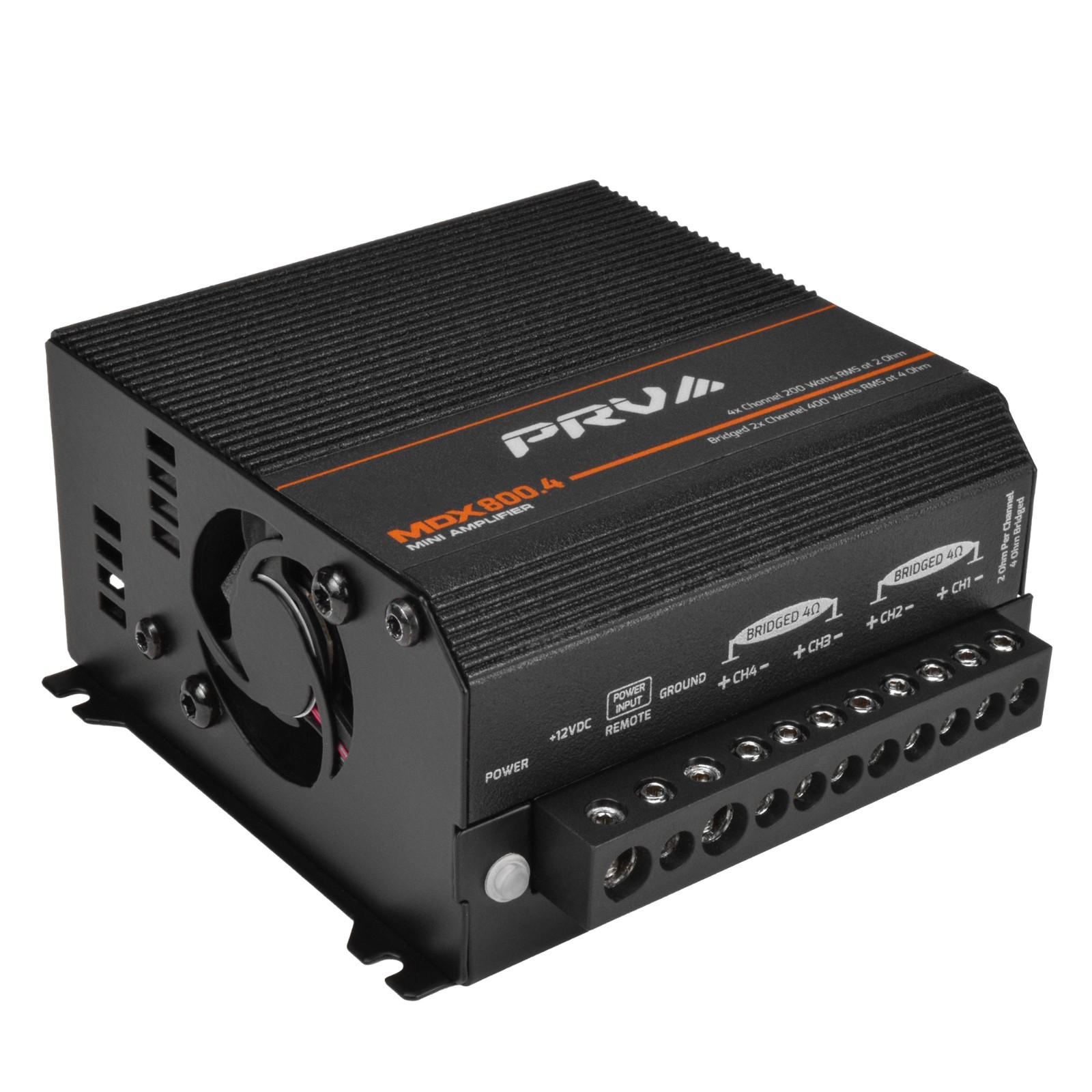 PRV Audio MDX800.4 2 Ohm Mini 4 Channel Digital Full Range 800x4 Car Amp 4x 200w
