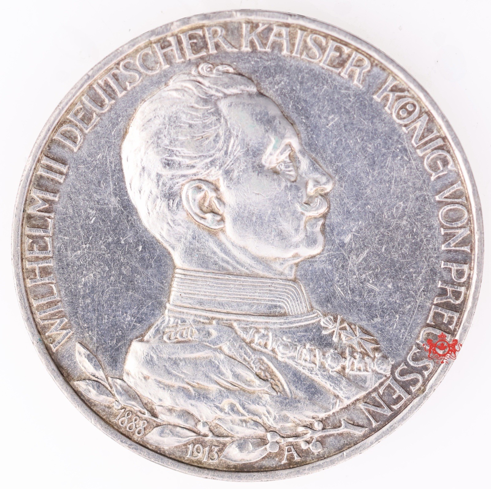 1913A German States Prussia 3 Mark 25th Anniv. Of Wilhelm II - AU/MS - Lot#18784