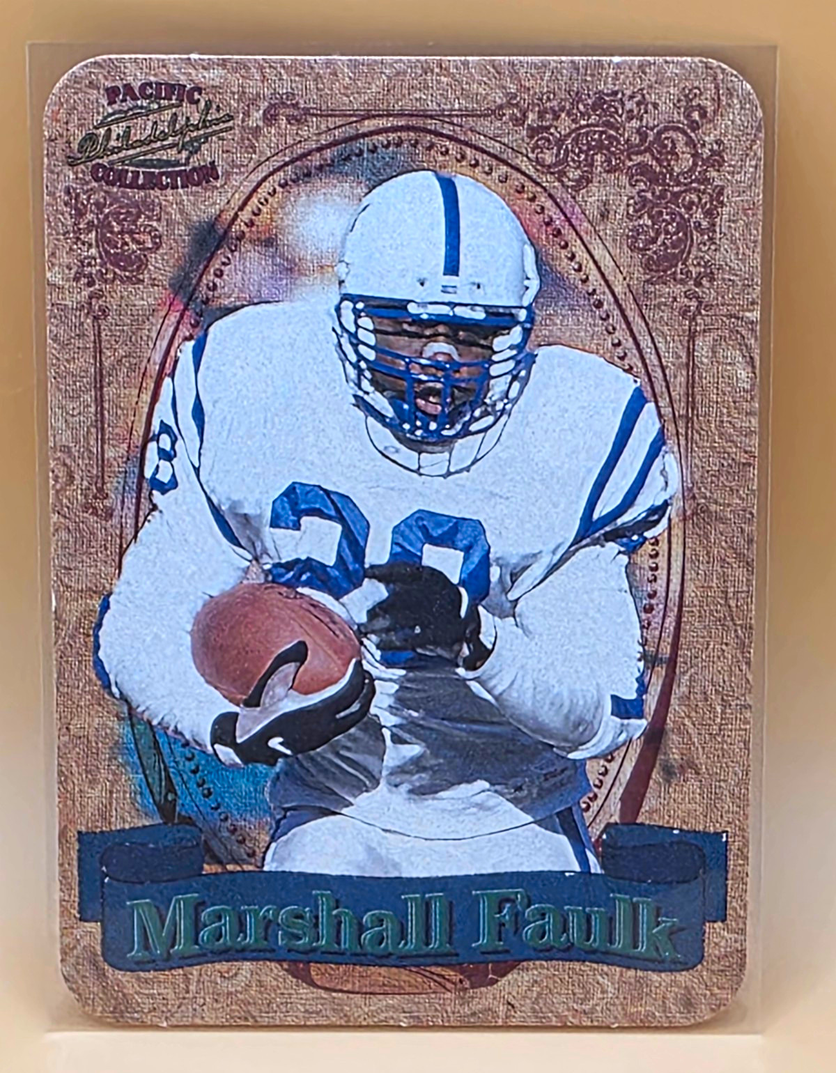 Pacific 1997 Philadelphia Photoengravings Marshall Faulk #15 Colts NFL Insert