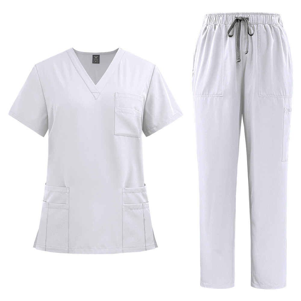 Niaahinn Medical Nurse Uniform Women Men Scrub Set V-Neck Top Straight Pant Niaahinn Medical Nurse Uniform Women Men Scrub Set V-Neck Top Straight Pant