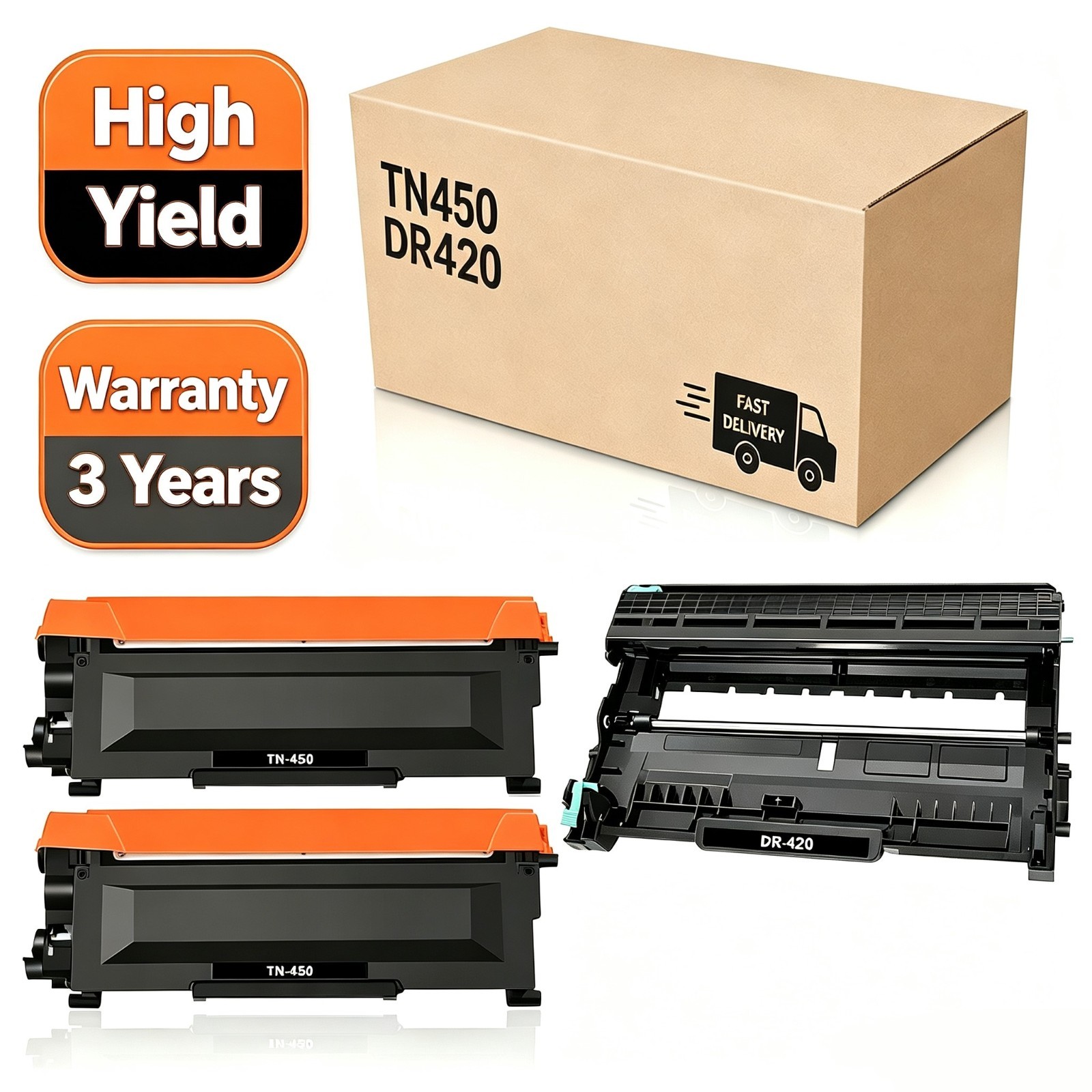 2PK TN450 Toner + 1PK DR420 Drum For Brother HL-2280DW 2270DW HL-2240 MFC-7360N