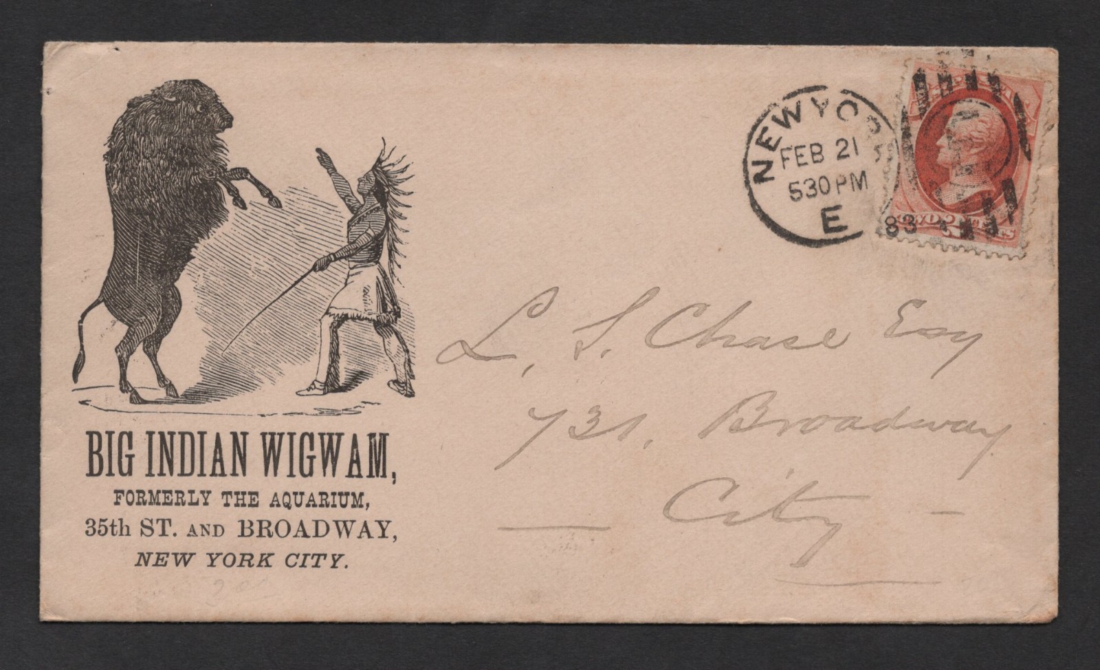 US 1875 SCOTT #178 TIED NEW YORK ON ADVERTISING \