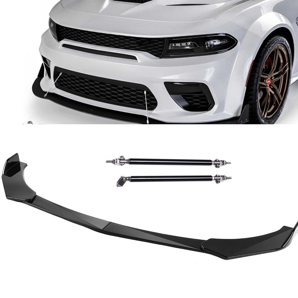 Universal Front Bumper Lip Splitter Spoiler +Strut Rods