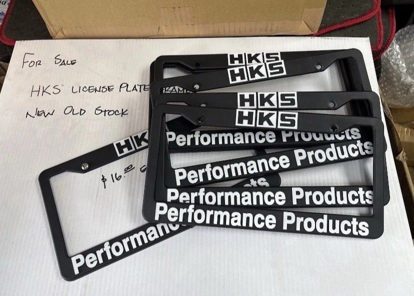 HKS License Plate Frames: NEW OLD STOCK - Production Date 1989-1992 RARE HKS License Plate Frames: NEW OLD STOCK - Production Date 1989-1992 RARE
