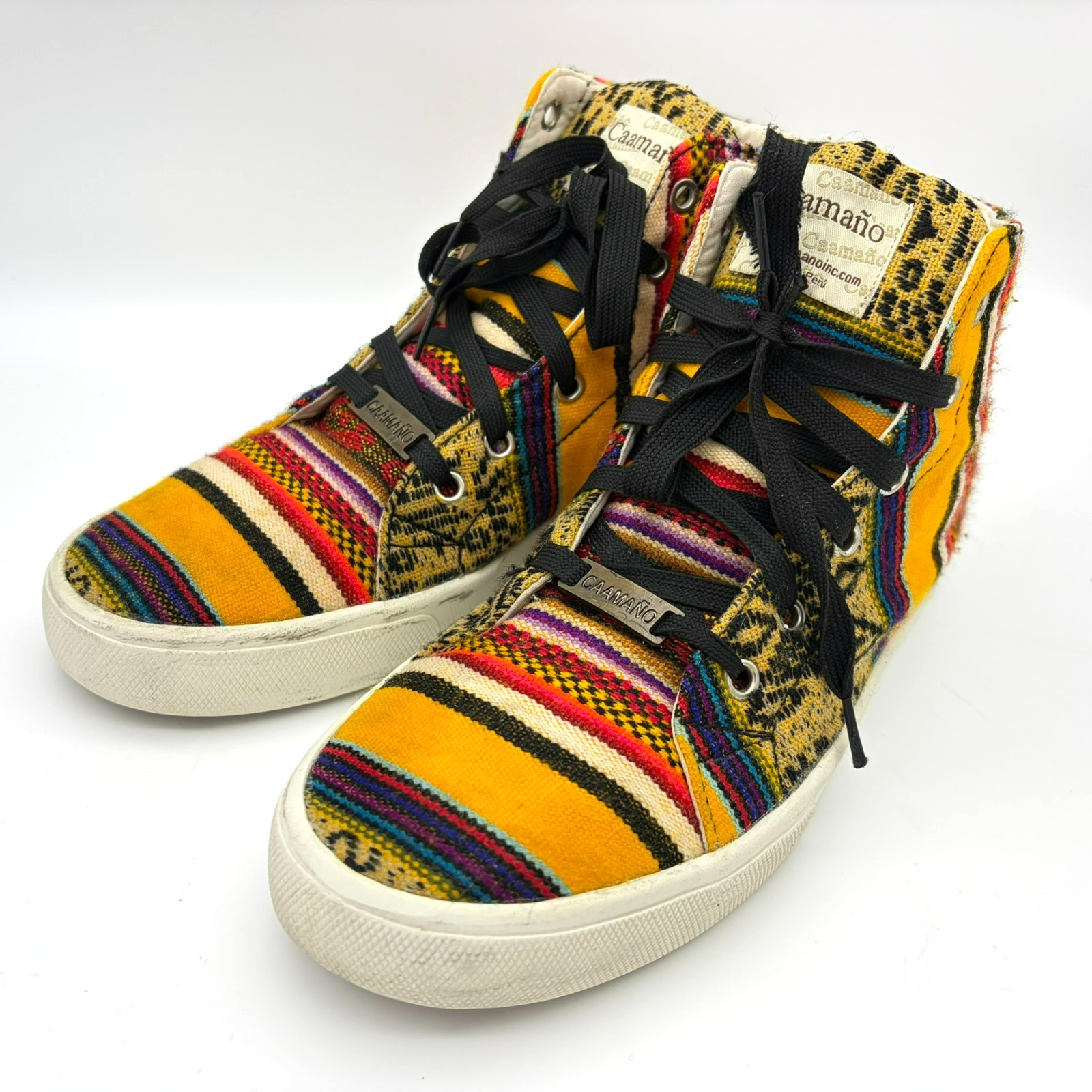 Caamaño Artisan Woven High Top Sneakers Colorful Peruvian Boho Festival W 7 Caamaño Artisan Woven High Top Sneakers Colorful Peruvian Boho Festival W 7