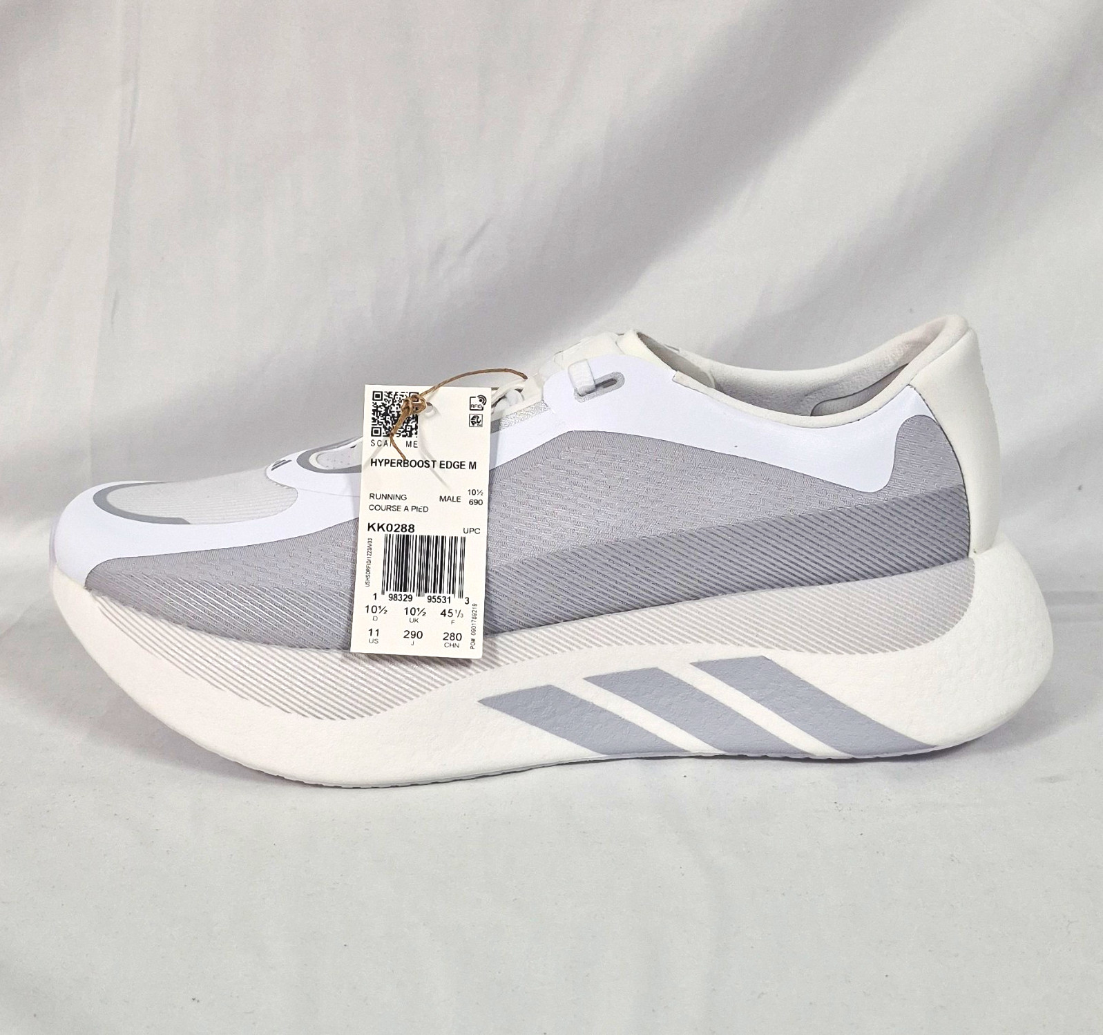 New Adidas Hyperboost Edge M Grey White Men Running Shoes KK0288 Size 11 NWB