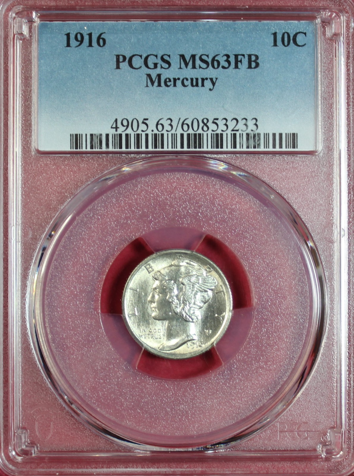1916-P MERCURY DIME PCGS MS63FB