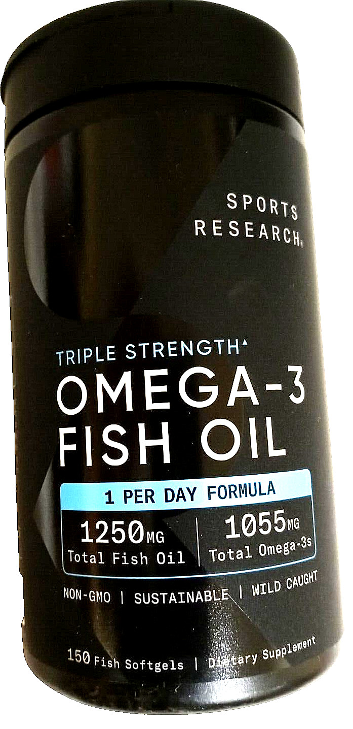 Sports Research Triple Strength Omega-3 Fish Oil, 150 Fish Softgels