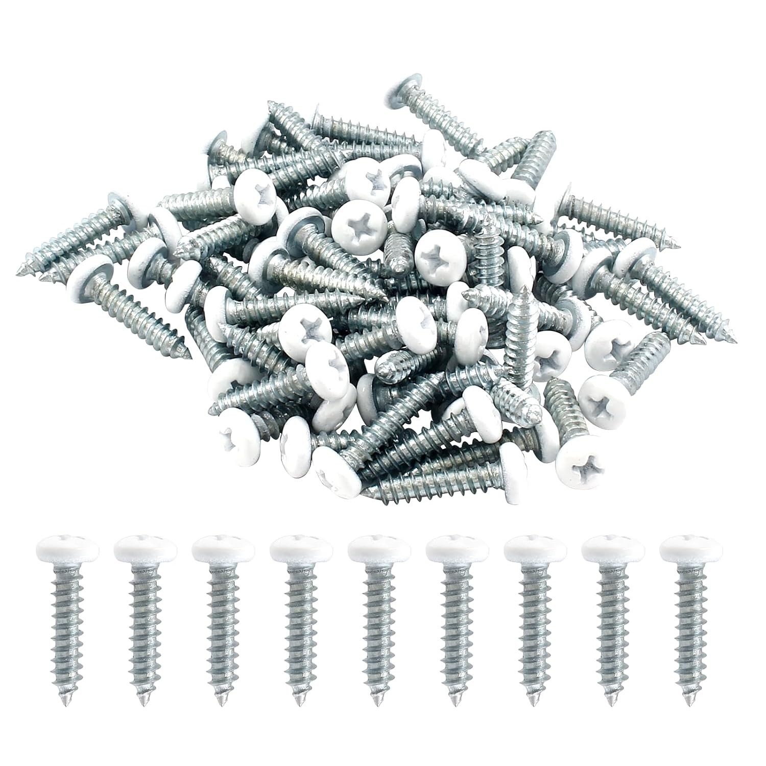 120Pcs White Pan Head Screws #8 X 3/4