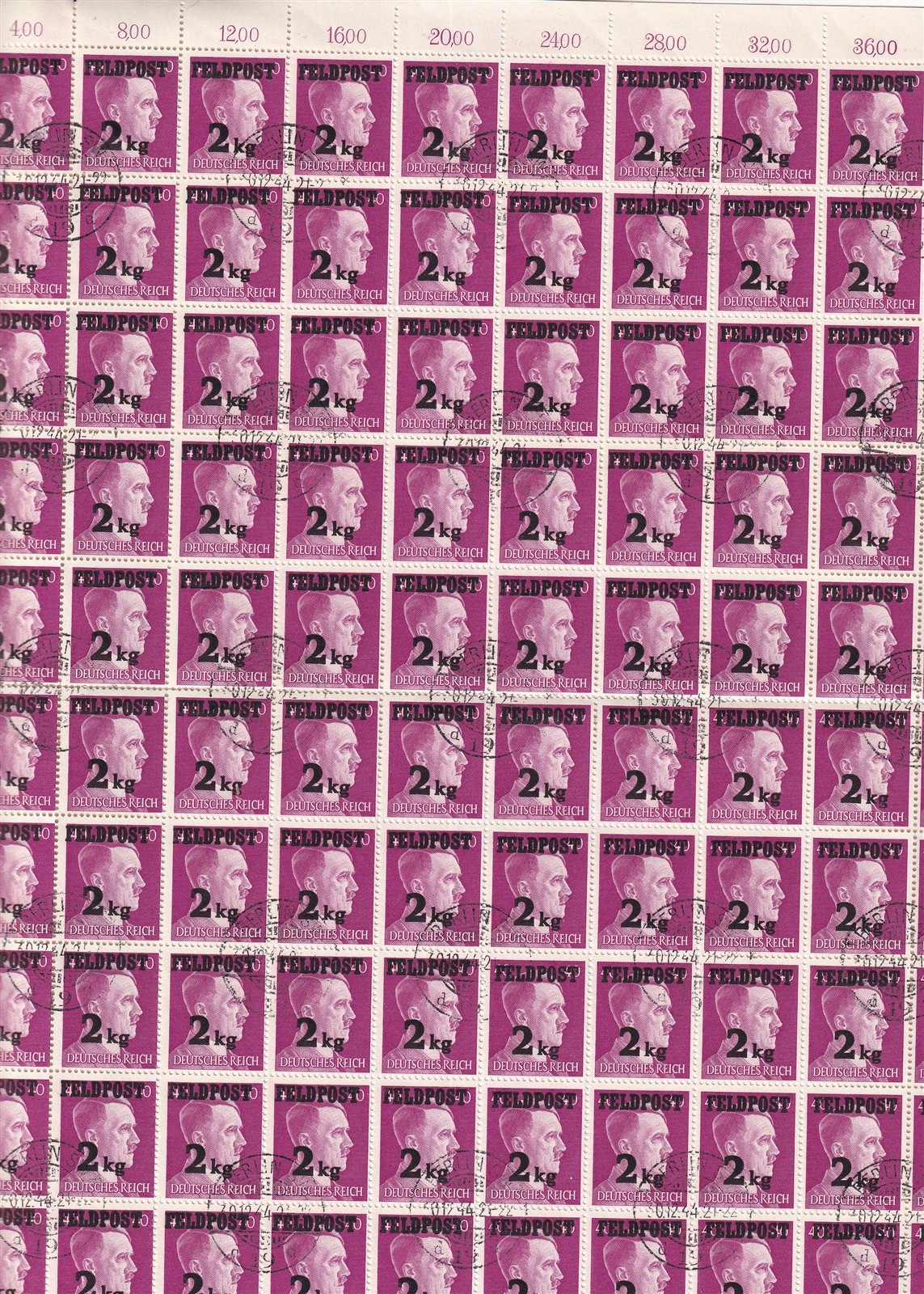 Stamp Germany Feldpost Mi 3 Sheet 1944 WWII Fascism Military Field Post CTO