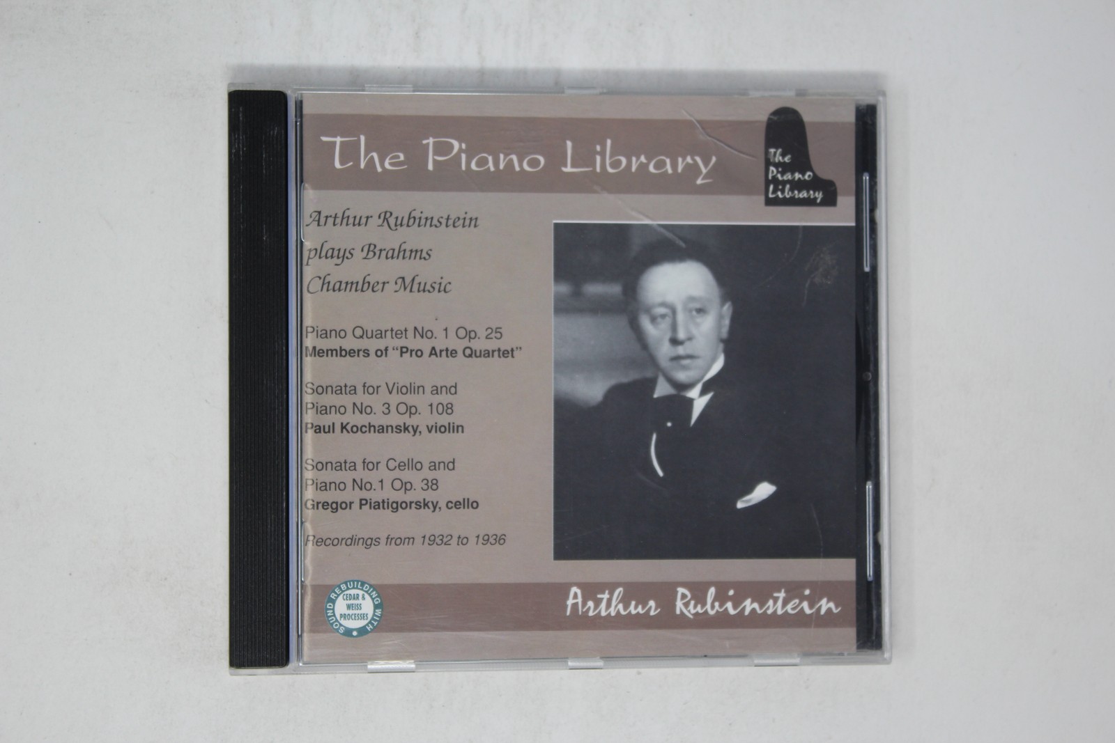 Arthur Rubinstein Plays Brahms Chamber Music CD the Piano Library Arthur Rubinstein Plays Brahms Chamber Music CD the Piano Library