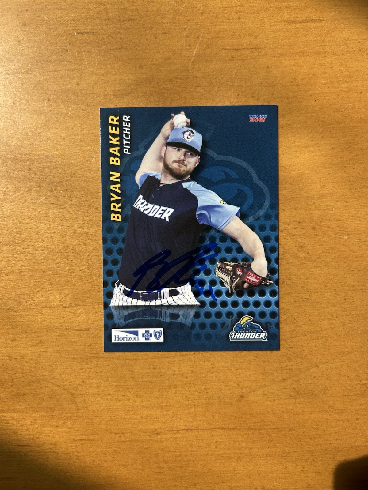 Bryan Baker Signed 2021 Choice Trenton Thunder Autographed Card Tampa Bay Rays