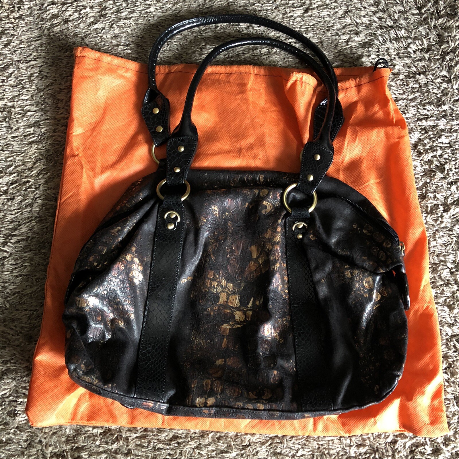Gorgeous Sharif Original Handbag by Sharif 1827 Black And Copper VB6 Gorgeous Sharif Original Handbag by Sharif 1827 Black And Copper VB6