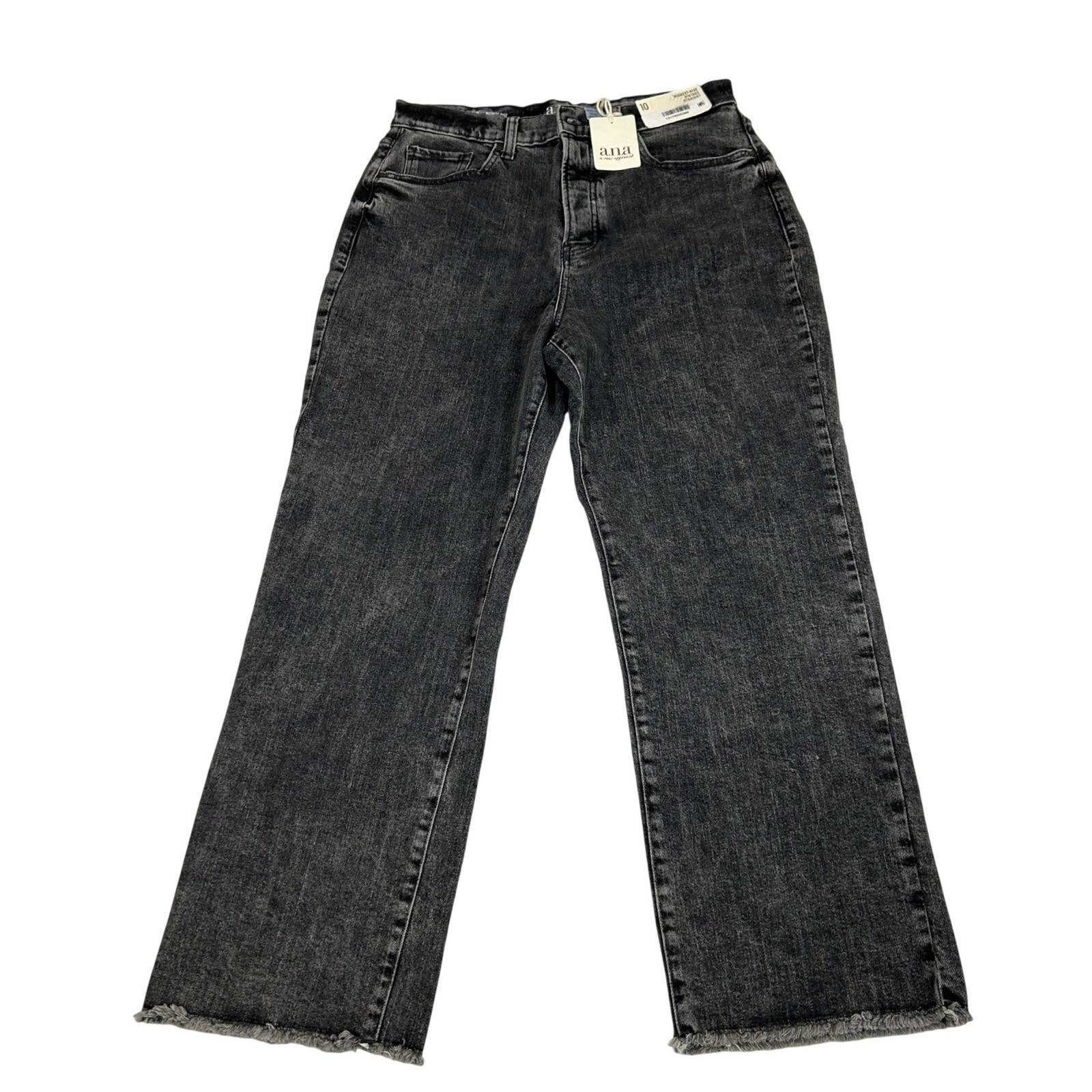 A.N.A. A New Approach Highest-Rise Straight Jeans Black Acid Wash Size 10x37