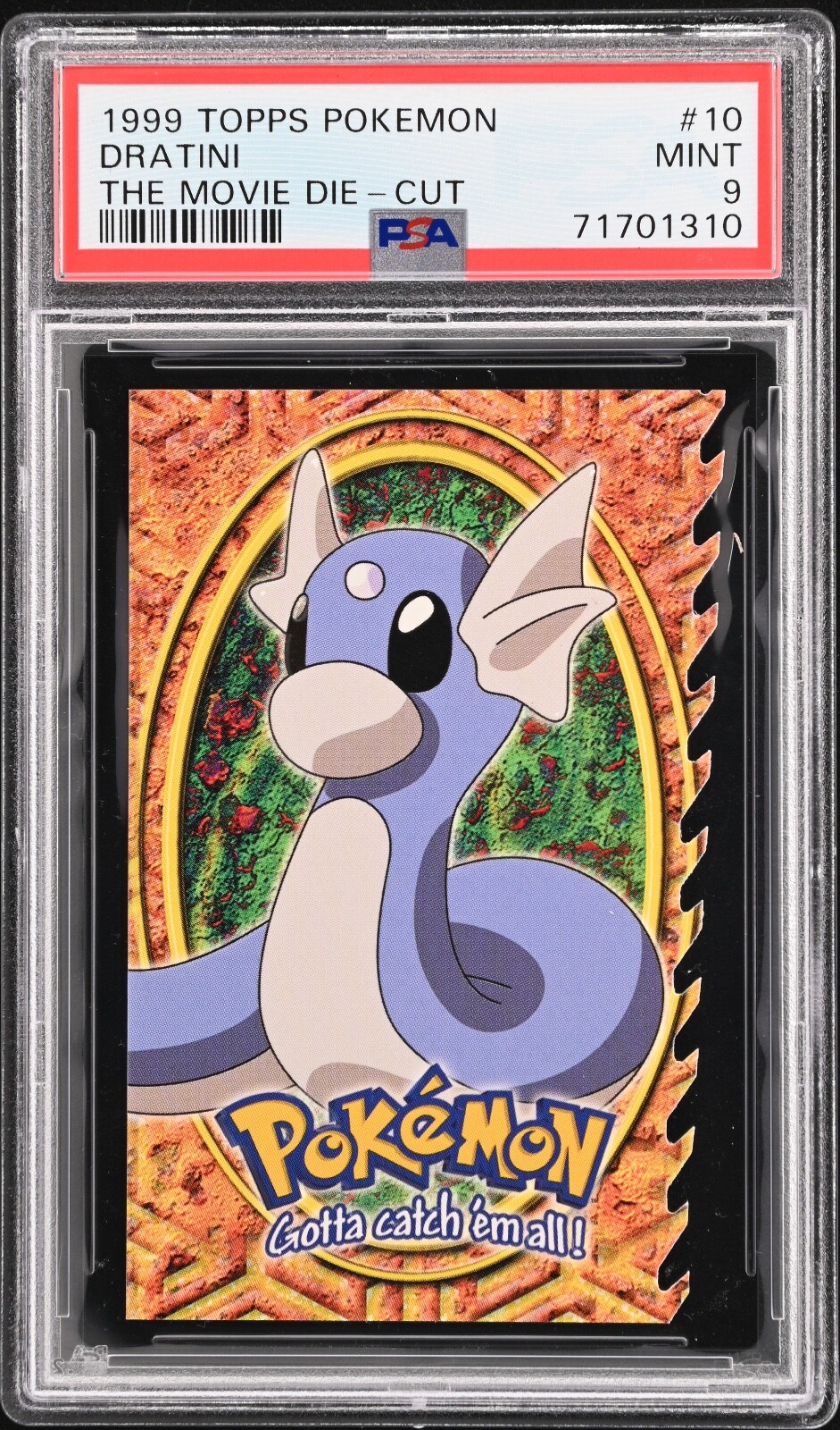 Dratini Die Cut #10 Topps Pokemon First Movie Card Blue Logo, 1st Print - PSA 9