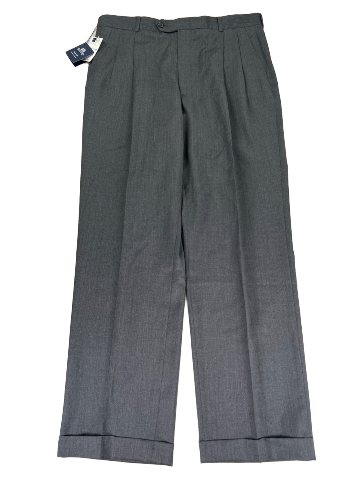 Stafford Men\'s Gray Wool Cuffed Leg Dress Pants - 36x32