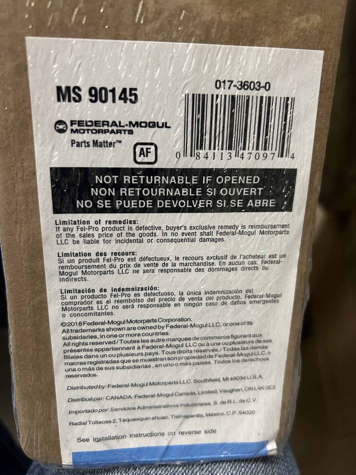 Federal Mogul Lower Premium Engine Intake Manifold Gasket Set MS90145 Federal Mogul Lower Premium Engine Intake Manifold Gasket Set MS90145