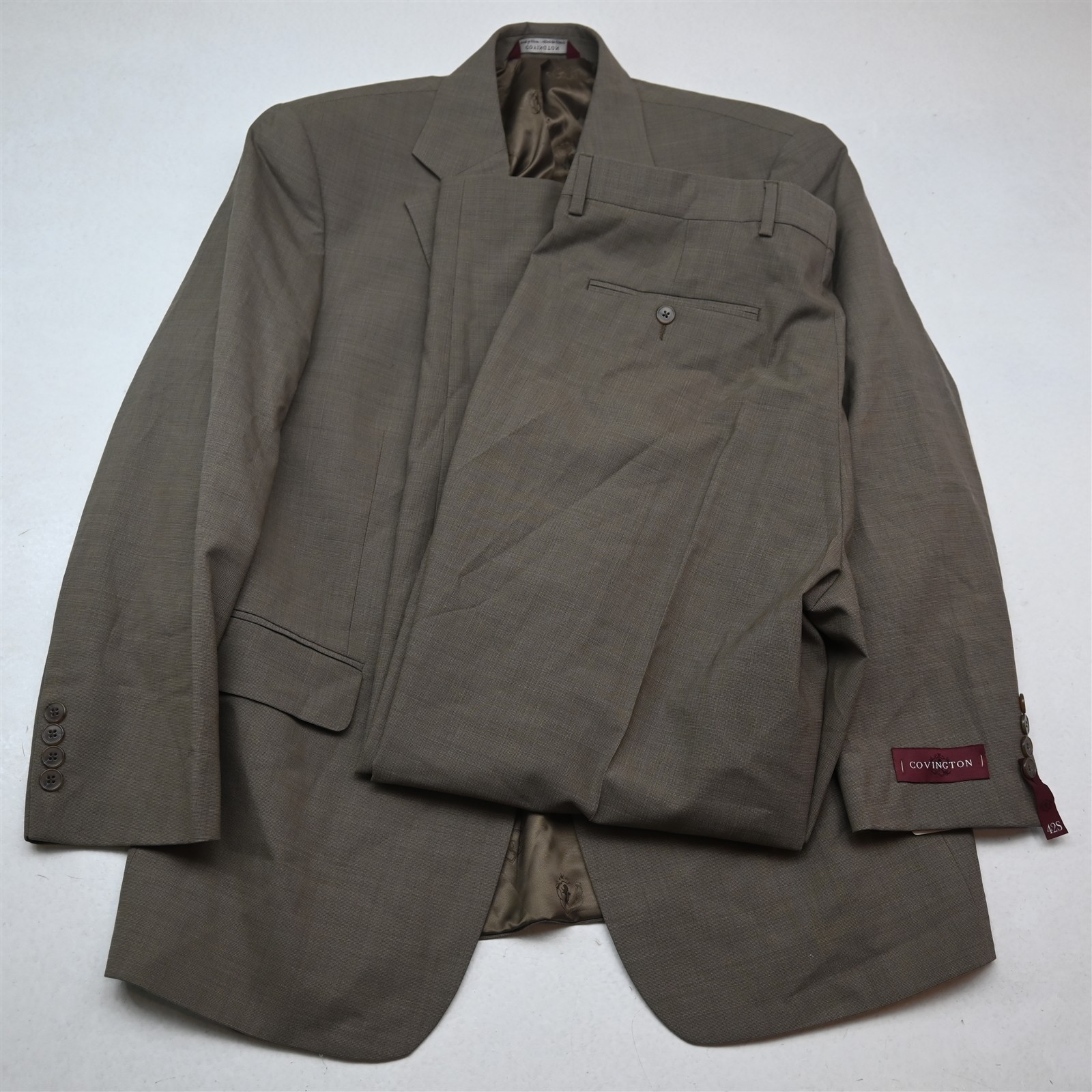 NEW Covington 42S 38x30 Tan Brown Wool Mens Jacket Pants Suit NEW Covington 42S 38x30 Tan Brown Wool Mens Jacket Pants Suit