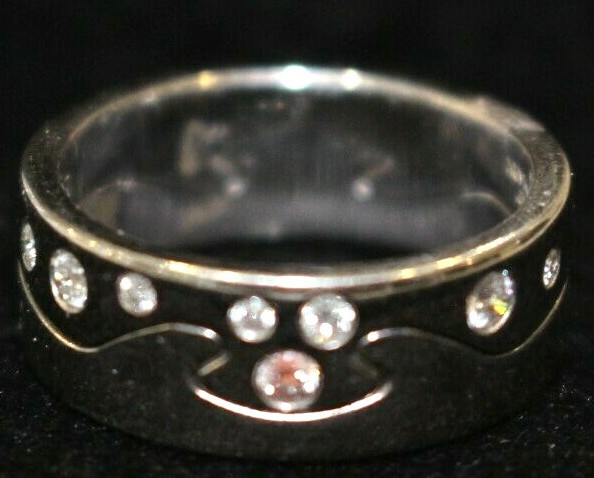 Georg Jensen Fusion Puzzle 18ct White Gold 0,2ct Diamond 2 Piece Ring Sz Q Japan