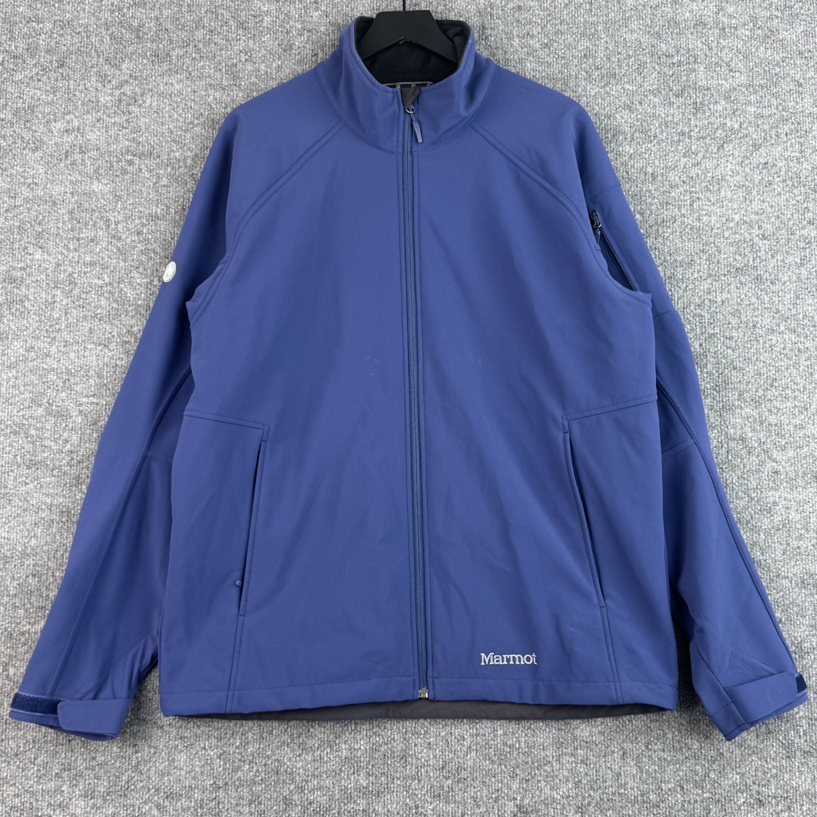 Marmot Softshell Jacket Mens XL Blue Full Zip Outdoor Hiking Fleece Adventure