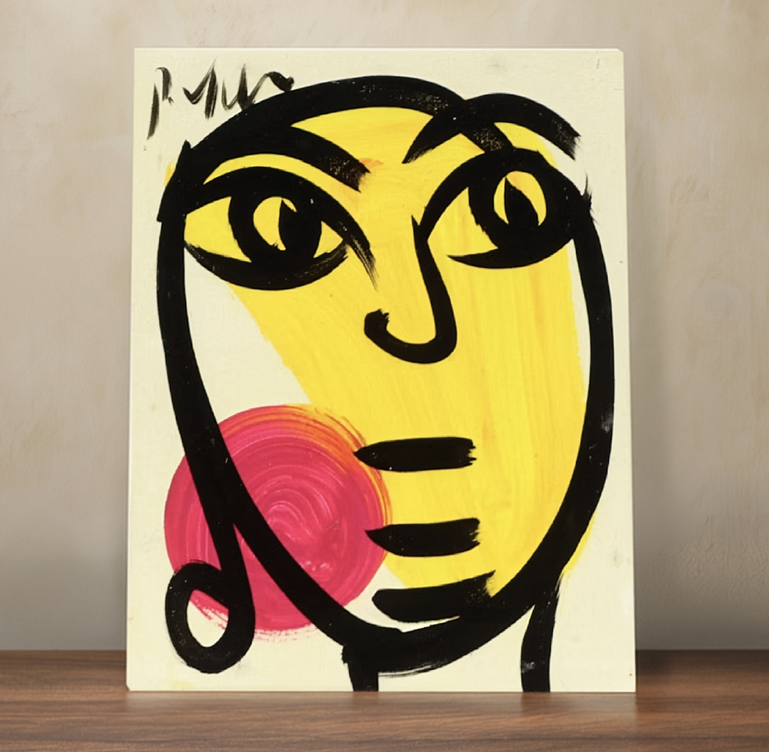 Peter Keil Abstract Portrait Painting Signed Acrylic Canvas 8x10 Modern Art