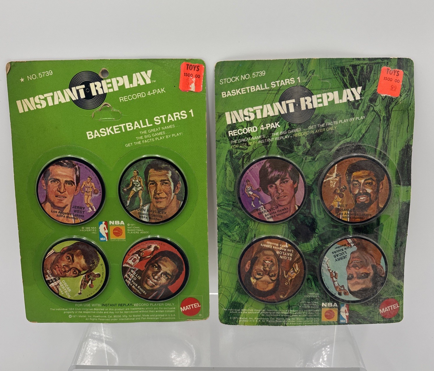 1971 Mattel Instant Replay NBA Stars Wilt Chamberlain Pete Maravich - 2 4-Paks