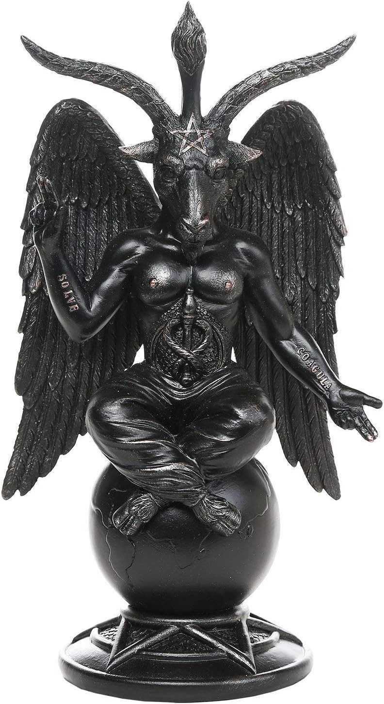 Baphomet Horned Sabbatic Goat Solve et Coagula Statue 10 Inch Tall Hand Painted