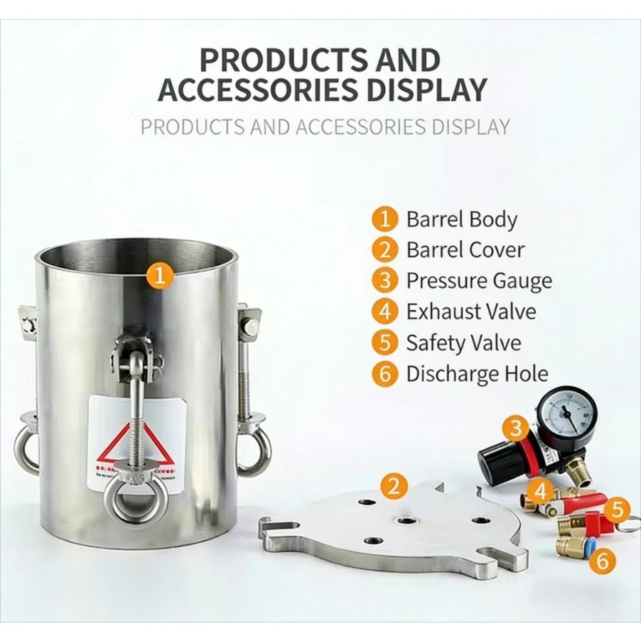 1L-60L Stainless Steel Dispenser Pressure Tank Fluid Dispensing Bucket