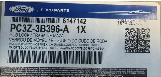 PC3Z3B396A OEM NEW Front Automatic Locking Hub 2011-2025 For Ford Super Duty