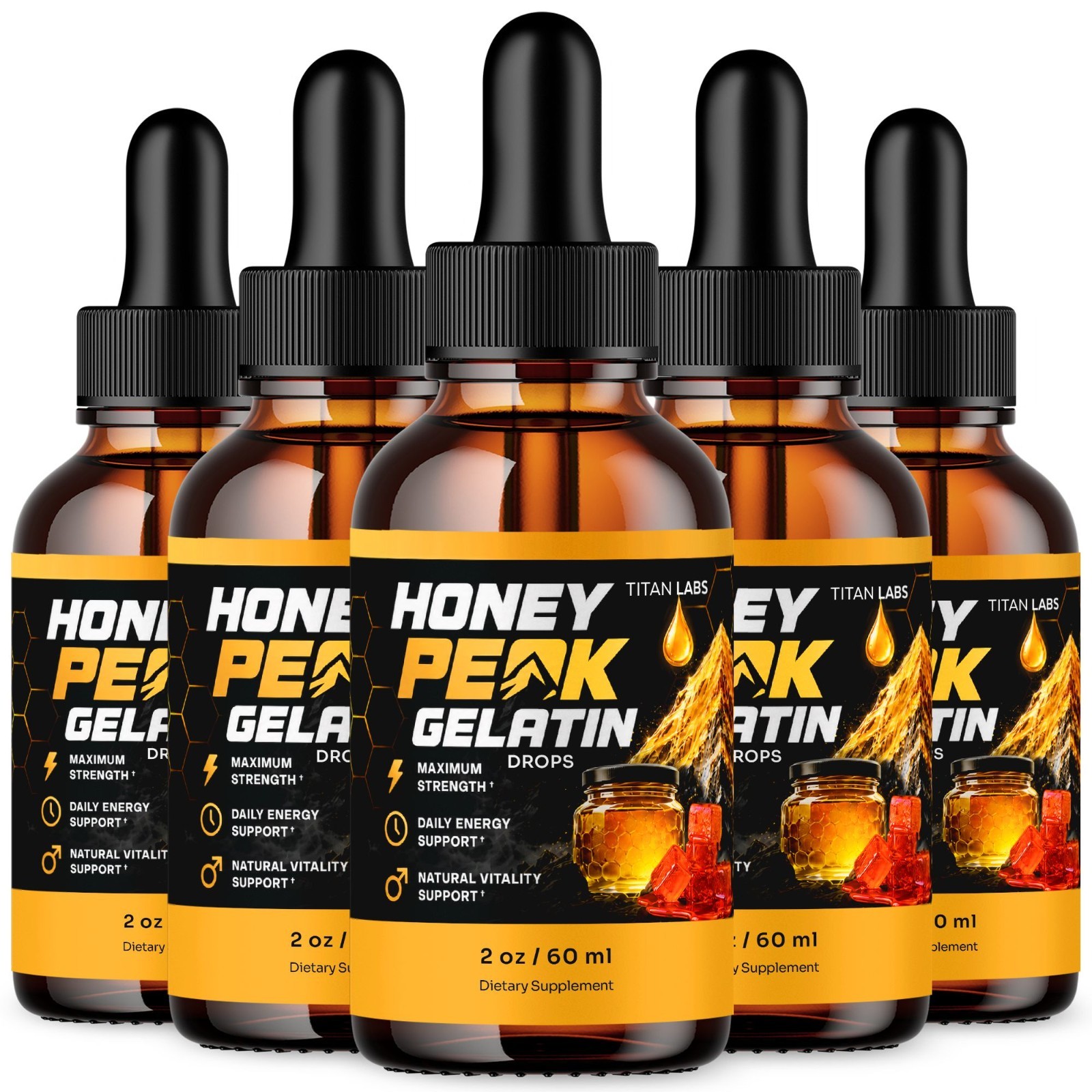 Honey Peak Gelatin Drops Male Health Support Supplement HoneyPeak 150 Servings