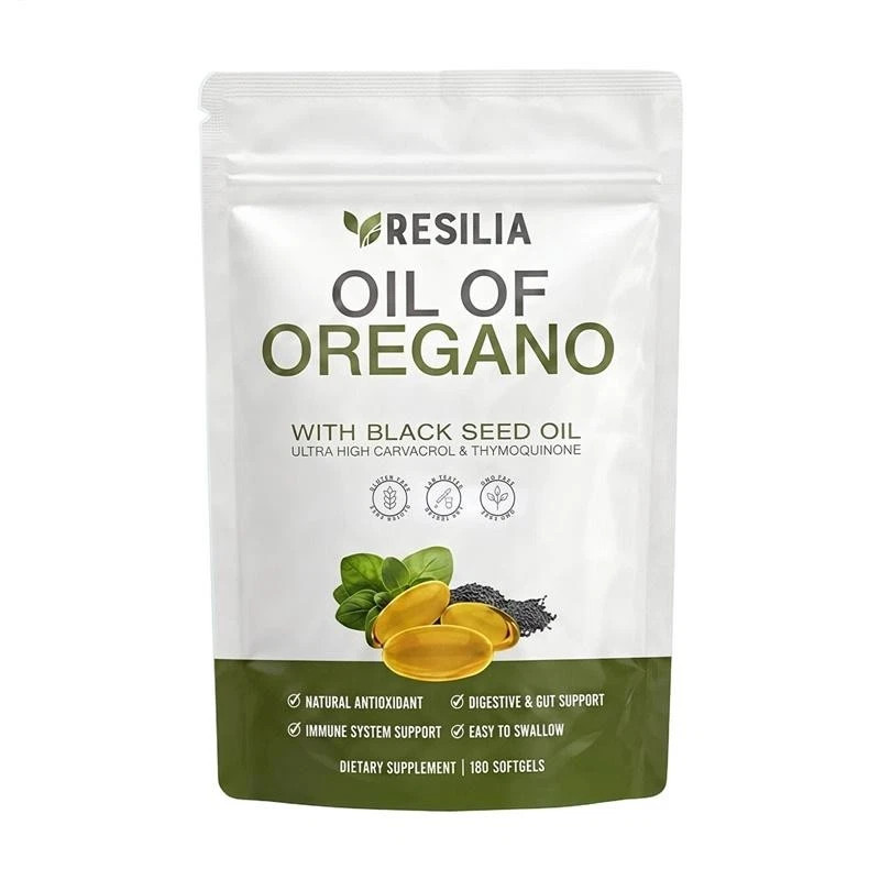 1-5Pack Resilia Oil of Oregano 6000mg with Black Seed Oil Softgels - 60 Capsules