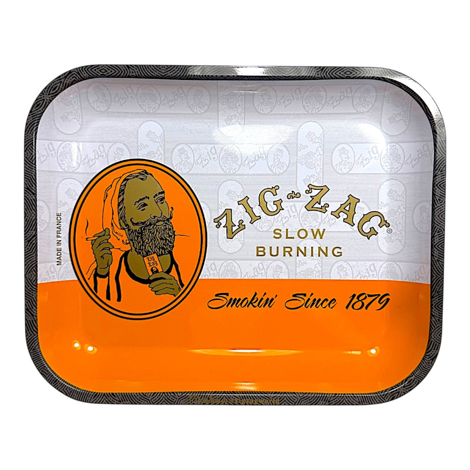 Large Zig-Zag Orange Metal Rolling Tray Classic Herb Tobacco Tin 13.4 Large Zig-Zag Orange Metal Rolling Tray Classic Herb Tobacco Tin 13.4