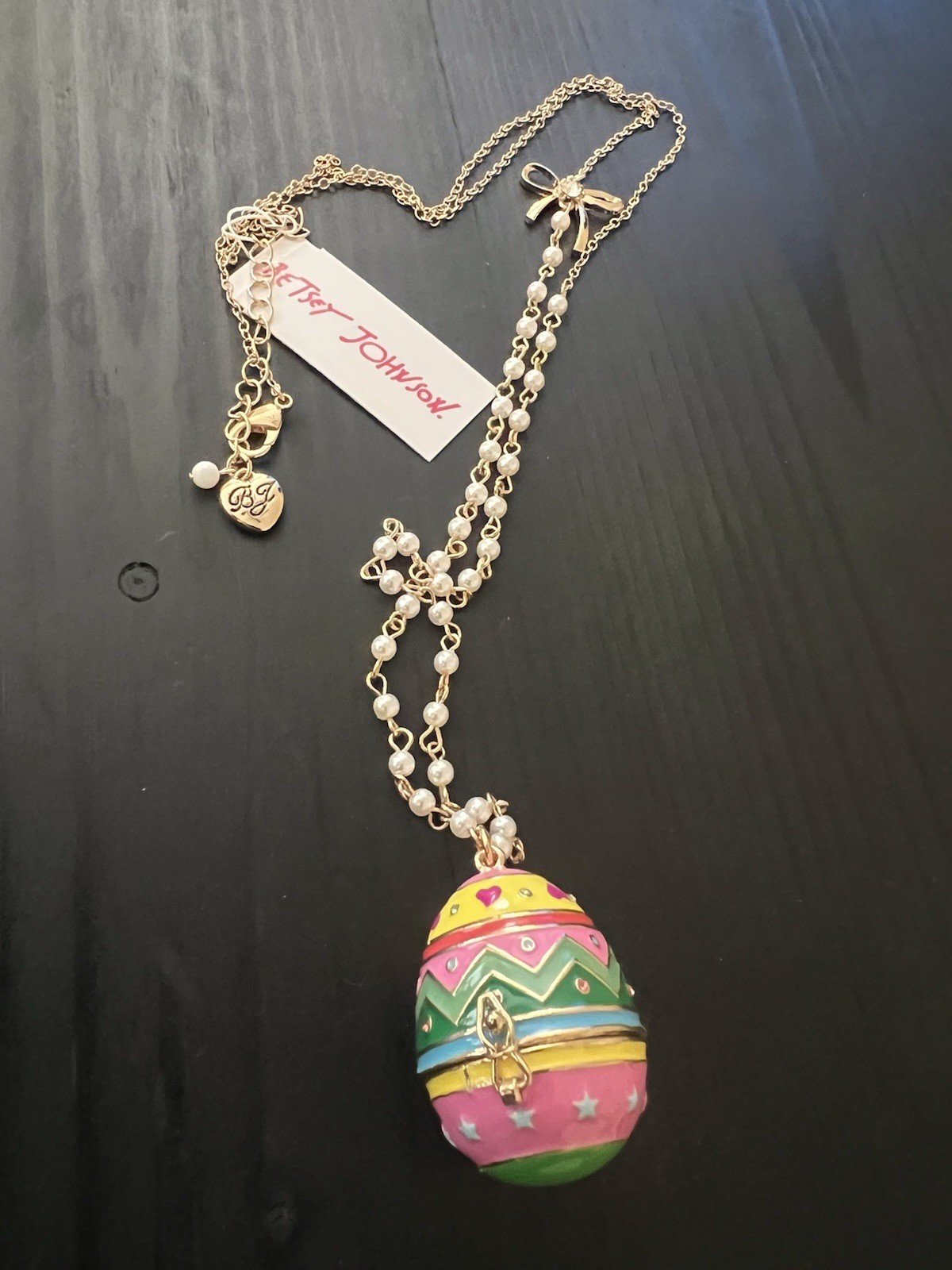 Betsey Johnson Multicolored Egg Locket Necklace Rare - DP3 Betsey Johnson Multicolored Egg Locket Necklace Rare - DP3