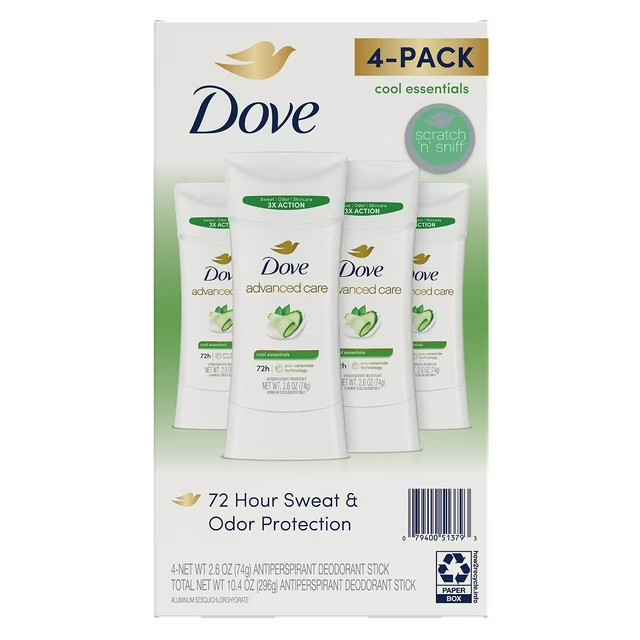 4 Pack Dove Advanced Care Antiperspirant Deodorant 2.6 Oz Each EXP 04/28