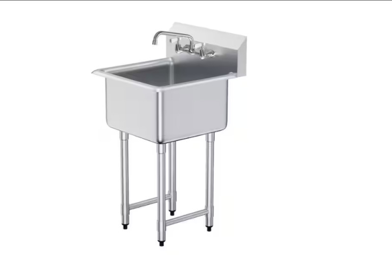 SVOPES Stainless Steel Prep and Utility Sink, 1 Compartment Free Standing Sink