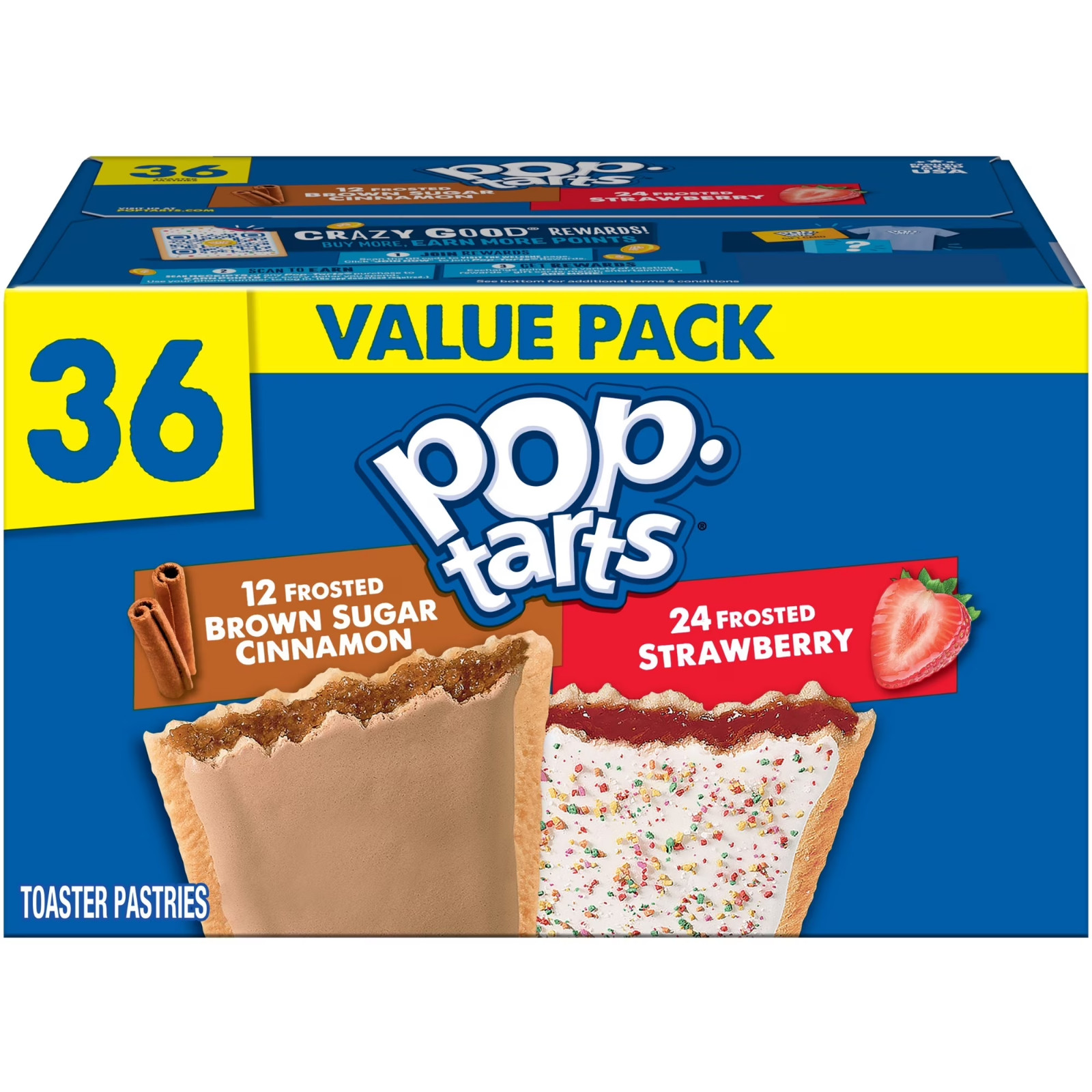 Pop-Tarts Variety Pack Toaster Pastries, Snacks Value Pack, 60.9 oz (36 Count)