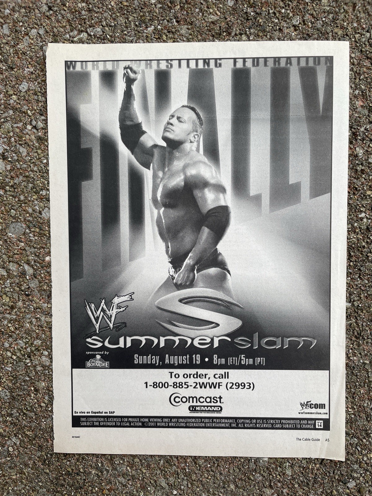 The Rock Summerslam 2001 Cable Guide Ad PPV WWE WWF The Rock Summerslam 2001 Cable Guide Ad PPV WWE WWF