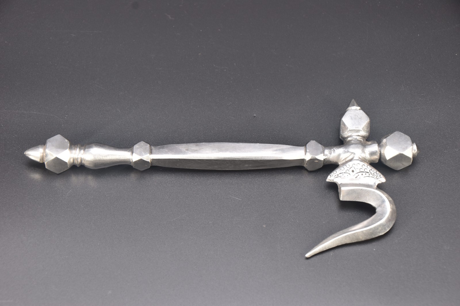 Antique Tibetan Ankush Hook • Vintage Buddhist Ritual Elephant Goad • Brass Half
