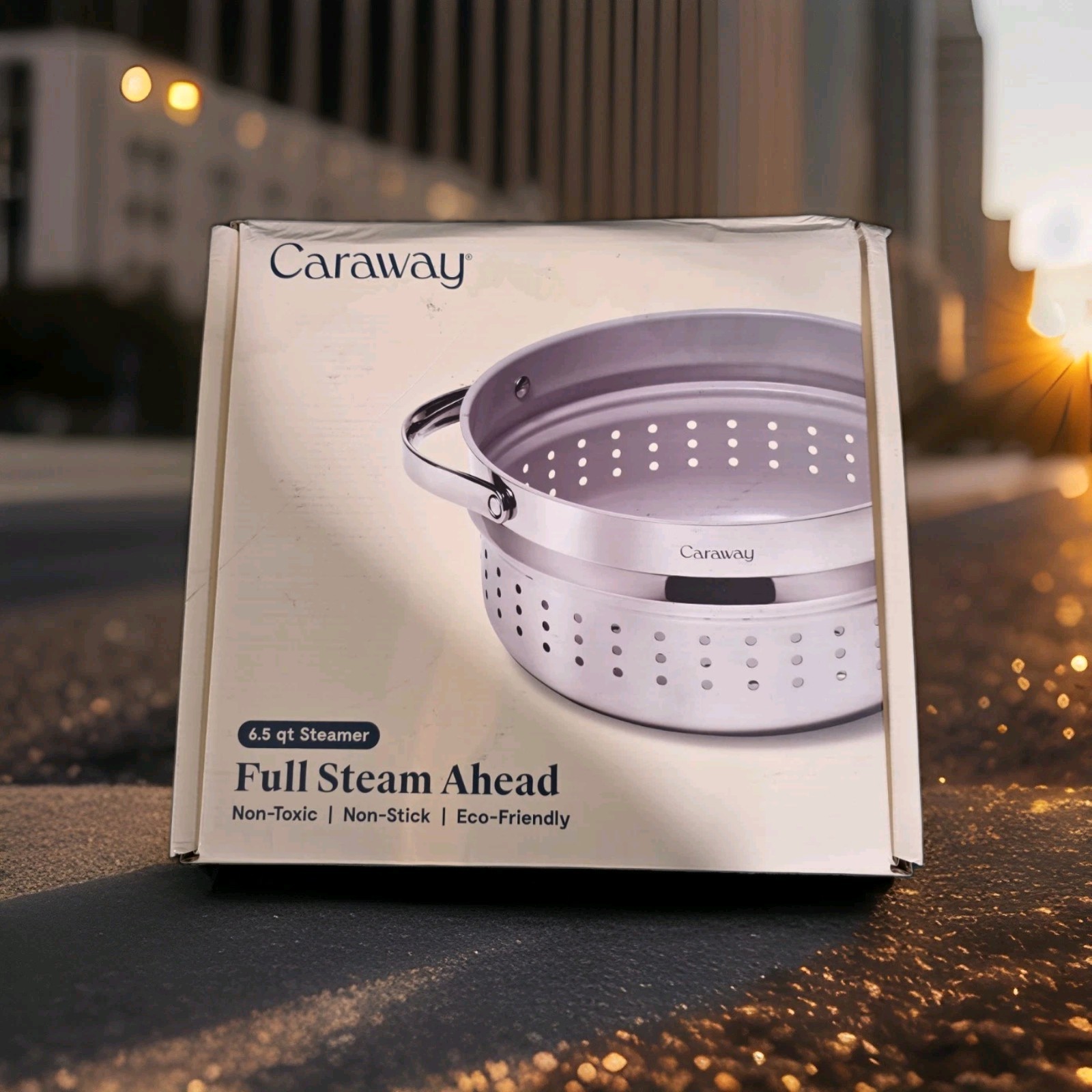 Caraway Full Steam Ahead 6.5qt Nonstick Stainless Steel Handled Large Steamer 