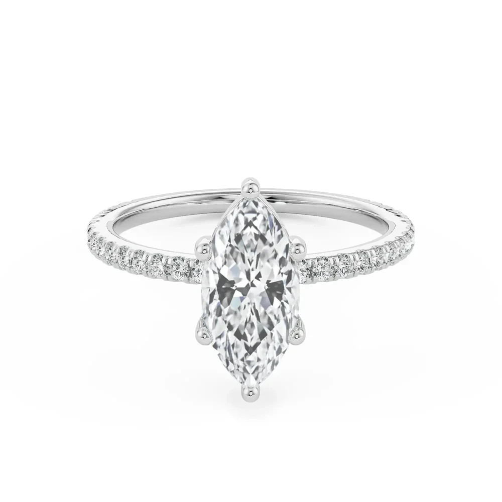 IGI 2.30 Ct Marquise Cut E/VS1 Lab Grown Diamond Engagement Ring 14K White Gold