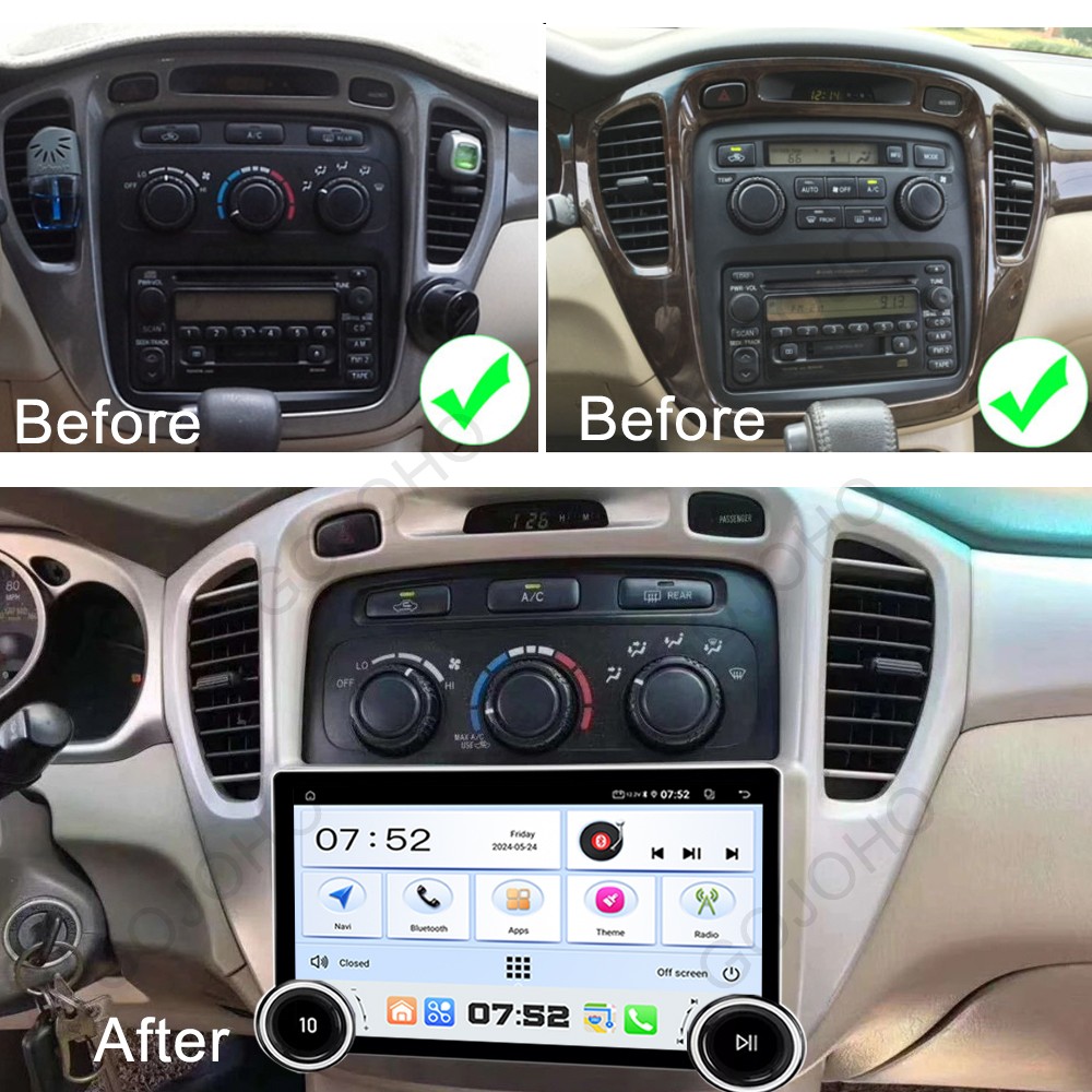 64GB For 2000-2007 Toyota Highlander Android 15 Carplay Car Stereo Radio WiFi BT